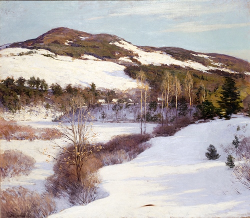 The Cornish Hills, 1911, Willard Metcalf, American, 1858 – 1925, oil on canvas, 35 x 40in., Partial and promised gift from a private collection, 2005.160. On view in American Art Masterworks, American art galleries, third floor, Seattle Art Museum, starting this Saturday, October 11.