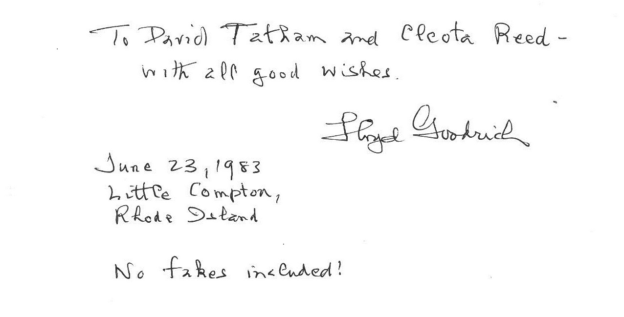 Inscription from Lloyd Goodrich to David Tatham
