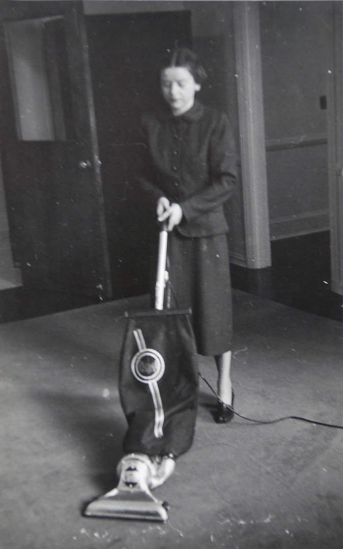 A young Dottie tidying up the galleries.