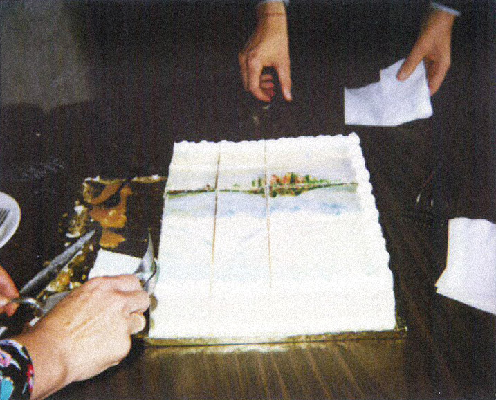 It's a cake with a painting on it!