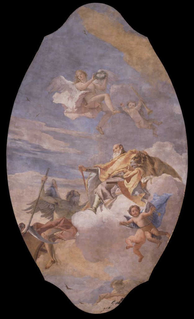 A full view of The Triumph of Valor over Time by Giovanni Battista Tiepolo