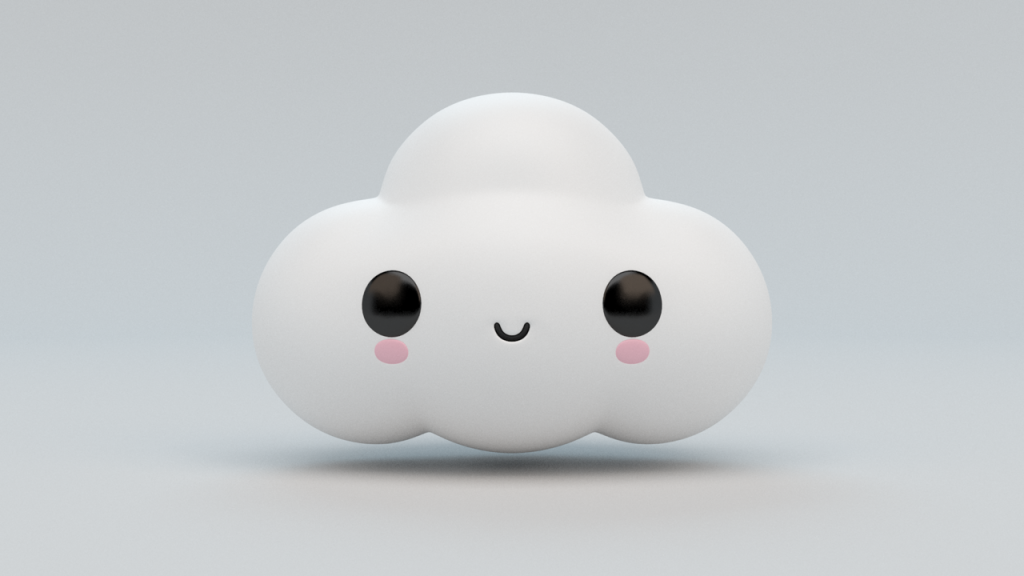 A cloud figure with a smile and eyes